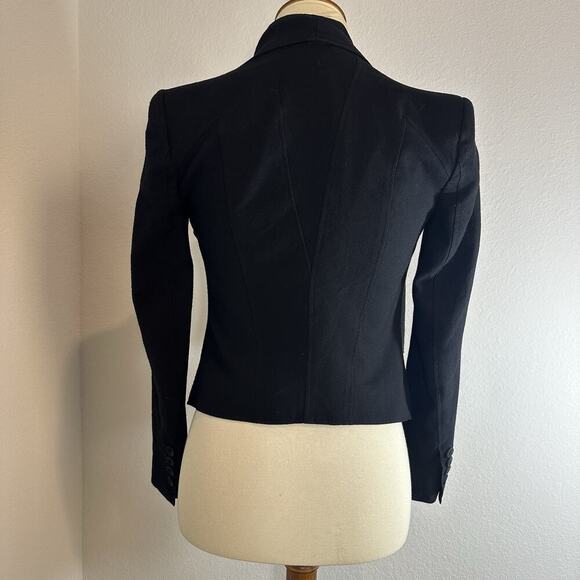HELMUT LANG Blazer XS Black Tux Cropped Hidden Button Closure Asymmetric Career - Picture 4 of 12